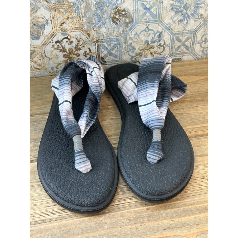 Sanuk Yoga Sling 2 Ombre Striped Sandals Womens 7 Black Excellent